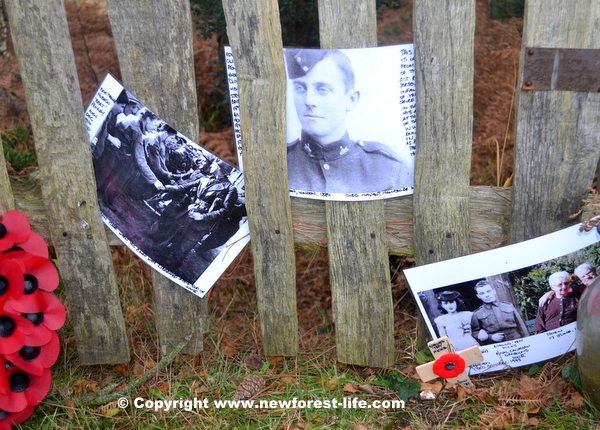 Personal memories displayed at Canada Cross ( Mogshade Hill ) New Forest Memorial near Bolderwood